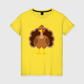 Женская футболка хлопок с принтом Turkey bird в Петрозаводске, 100% хлопок | прямой крой, круглый вырез горловины, длина до линии бедер, слегка спущенное плечо | Тематика изображения на принте: 