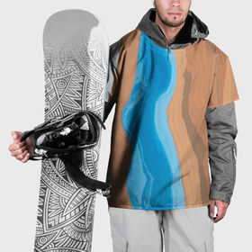 Накидка на куртку 3D с принтом Голубые и коричневые краски , 100% полиэстер |  | 