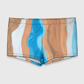 Мужские купальные плавки 3D с принтом Голубые и коричневые краски , Полиэстер 85%, Спандекс 15% |  | 