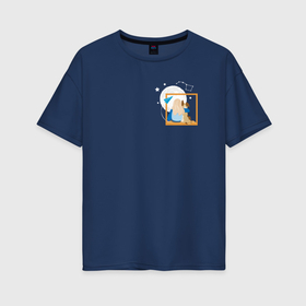 Женская футболка хлопок Oversize с принтом ночное небо со звездами в Тюмени, 100% хлопок | свободный крой, круглый ворот, спущенный рукав, длина до линии бедер
 | 