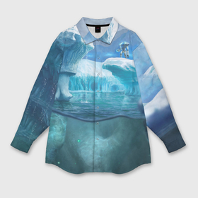 Мужская рубашка oversize 3D с принтом Subnautica   краб на леднике ,  |  | Тематика изображения на принте: 