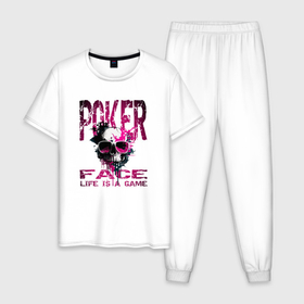 Мужская пижама хлопок с принтом Покер фейс в Белгороде, 100% хлопок | брюки и футболка прямого кроя, без карманов, на брюках мягкая резинка на поясе и по низу штанин
 | 