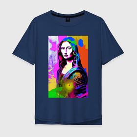 Мужская футболка хлопок Oversize с принтом Mona Lisa   Gioconda   pop art в Санкт-Петербурге, 100% хлопок | свободный крой, круглый ворот, “спинка” длиннее передней части | 