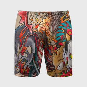 Мужские шорты спортивные с принтом Иредзуми: демон и дракон в Курске,  |  | 