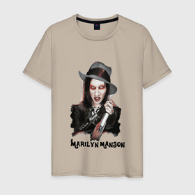 Мужская футболка хлопок с принтом Marilyn Manson clipart в Белгороде, 100% хлопок | прямой крой, круглый вырез горловины, длина до линии бедер, слегка спущенное плечо. | 