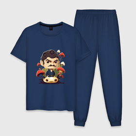 Мужская пижама хлопок с принтом Ласт оф ас   Джоел с грибами в Кировске, 100% хлопок | брюки и футболка прямого кроя, без карманов, на брюках мягкая резинка на поясе и по низу штанин
 | 