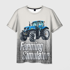 Мужская футболка 3D с принтом Синий трактор в Кировске, 100% полиэфир | прямой крой, круглый вырез горловины, длина до линии бедер | 