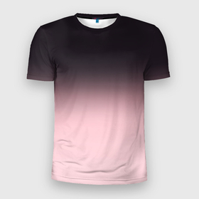 Мужская футболка 3D Slim с принтом Градиент: от черного к розовому в Екатеринбурге, 100% полиэстер с улучшенными характеристиками | приталенный силуэт, круглая горловина, широкие плечи, сужается к линии бедра | 