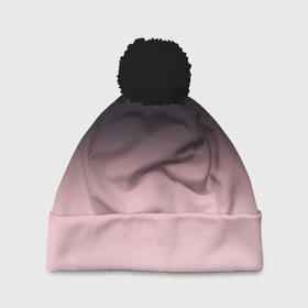 Шапка 3D c помпоном с принтом Градиент: от черного к розовому в Тюмени, 100% полиэстер | универсальный размер, печать по всей поверхности изделия | 