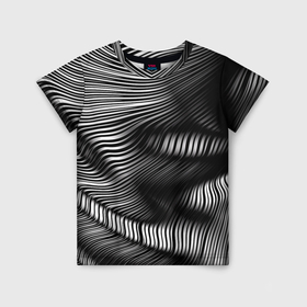 Детская футболка 3D с принтом Оптические волны в Екатеринбурге, 100% гипоаллергенный полиэфир | прямой крой, круглый вырез горловины, длина до линии бедер, чуть спущенное плечо, ткань немного тянется | Тематика изображения на принте: 