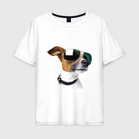 Мужская футболка хлопок Oversize с принтом Крутая собака в очках , 100% хлопок | свободный крой, круглый ворот, “спинка” длиннее передней части | Тематика изображения на принте: 