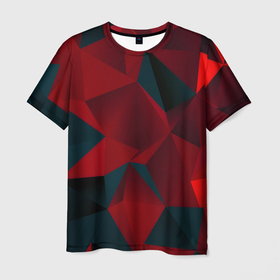Мужская футболка 3D с принтом битва кубов красный и черный в Тюмени, 100% полиэфир | прямой крой, круглый вырез горловины, длина до линии бедер | 