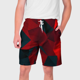 Мужские шорты 3D с принтом битва кубов красный и черный в Белгороде,  полиэстер 100% | прямой крой, два кармана без застежек по бокам. Мягкая трикотажная резинка на поясе, внутри которой широкие завязки. Длина чуть выше колен | 