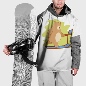 Накидка на куртку 3D с принтом Медведь на беговой дорожке в Курске, 100% полиэстер |  | 