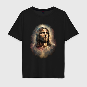 Мужская футболка хлопок Oversize с принтом Христос в сомнении в Новосибирске, 100% хлопок | свободный крой, круглый ворот, “спинка” длиннее передней части | 