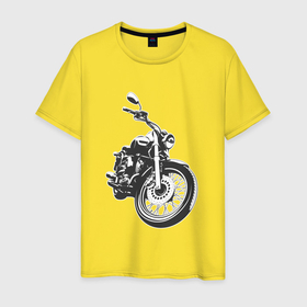 Мужская футболка хлопок с принтом Мотоцикл Yamaha , 100% хлопок | прямой крой, круглый вырез горловины, длина до линии бедер, слегка спущенное плечо. | 