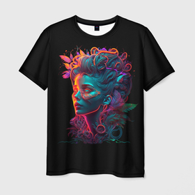 Мужская футболка 3D с принтом The Neon Queen в Екатеринбурге, 100% полиэфир | прямой крой, круглый вырез горловины, длина до линии бедер | Тематика изображения на принте: 