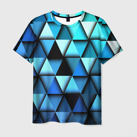 Мужская футболка 3D с принтом blue triangle в Белгороде, 100% полиэфир | прямой крой, круглый вырез горловины, длина до линии бедер | 