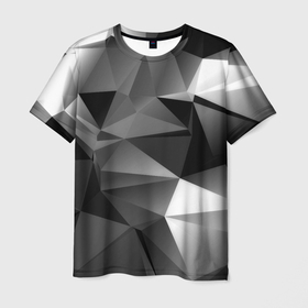 Мужская футболка 3D с принтом Geometry grey ship в Кировске, 100% полиэфир | прямой крой, круглый вырез горловины, длина до линии бедер | 
