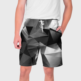 Мужские шорты 3D с принтом Geometry grey ship в Тюмени,  полиэстер 100% | прямой крой, два кармана без застежек по бокам. Мягкая трикотажная резинка на поясе, внутри которой широкие завязки. Длина чуть выше колен | 