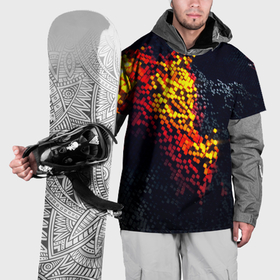 Накидка на куртку 3D с принтом огненные кубы клетка в Тюмени, 100% полиэстер |  | 