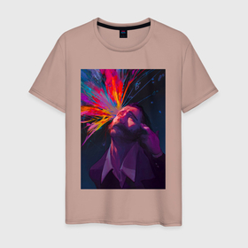 Мужская футболка хлопок с принтом Disco Elysium   Взрыв мозга в Санкт-Петербурге, 100% хлопок | прямой крой, круглый вырез горловины, длина до линии бедер, слегка спущенное плечо. | 