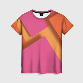 Женская футболка 3D с принтом Геометрические абстрактные соединения пластин в Новосибирске, 100% полиэфир ( синтетическое хлопкоподобное полотно) | прямой крой, круглый вырез горловины, длина до линии бедер | 