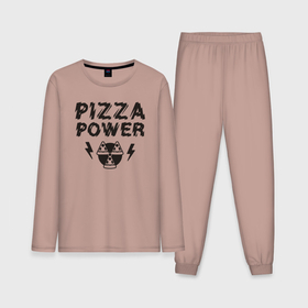 Мужская пижама с лонгсливом хлопок с принтом Pizza power в Курске,  |  | 
