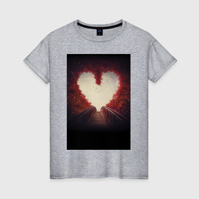Женская футболка хлопок с принтом Путь к сердцу в Белгороде, 100% хлопок | прямой крой, круглый вырез горловины, длина до линии бедер, слегка спущенное плечо | 