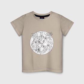 Детская футболка хлопок с принтом Раскрась сам картинка раскраска Тропики в Курске, 100% хлопок | круглый вырез горловины, полуприлегающий силуэт, длина до линии бедер | 