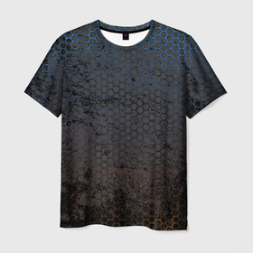 Мужская футболка 3D с принтом Грязный блестящий гексаэдр патттерн в Петрозаводске, 100% полиэфир | прямой крой, круглый вырез горловины, длина до линии бедер | 