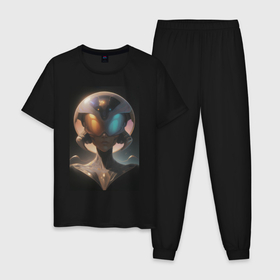 Мужская пижама хлопок с принтом Космос: путешественник с далеких планет в Курске, 100% хлопок | брюки и футболка прямого кроя, без карманов, на брюках мягкая резинка на поясе и по низу штанин
 | 