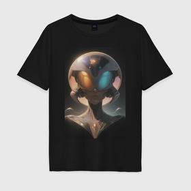 Мужская футболка хлопок Oversize с принтом Космос: путешественник с далеких планет , 100% хлопок | свободный крой, круглый ворот, “спинка” длиннее передней части | 