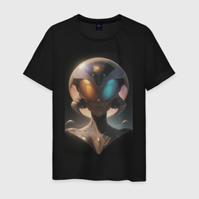 Мужская футболка хлопок с принтом Космос: путешественник с далеких планет в Курске, 100% хлопок | прямой крой, круглый вырез горловины, длина до линии бедер, слегка спущенное плечо. | Тематика изображения на принте: 