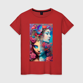 Женская футболка хлопок с принтом Split personality   art в Кировске, 100% хлопок | прямой крой, круглый вырез горловины, длина до линии бедер, слегка спущенное плечо | 