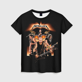 Женская футболка 3D с принтом Metallica   метал группа в Новосибирске, 100% полиэфир ( синтетическое хлопкоподобное полотно) | прямой крой, круглый вырез горловины, длина до линии бедер | 