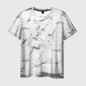 Мужская футболка 3D с принтом Серый трещины тай дай , 100% полиэфир | прямой крой, круглый вырез горловины, длина до линии бедер | 
