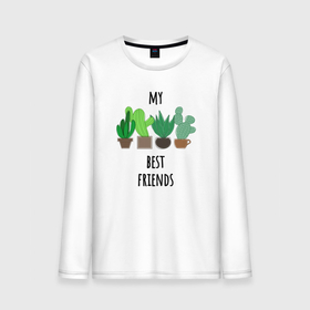 Мужской лонгслив хлопок с принтом My best friends   cactuses , 100% хлопок |  | Тематика изображения на принте: 