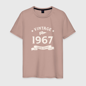 Мужская футболка хлопок с принтом Винтаж 1967, ограниченный выпуск в Курске, 100% хлопок | прямой крой, круглый вырез горловины, длина до линии бедер, слегка спущенное плечо. | 