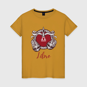 Женская футболка хлопок с принтом Зодиакальный знак Весы в Курске, 100% хлопок | прямой крой, круглый вырез горловины, длина до линии бедер, слегка спущенное плечо | 