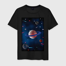 Мужская футболка хлопок с принтом Космос, вселенная , 100% хлопок | прямой крой, круглый вырез горловины, длина до линии бедер, слегка спущенное плечо. | 