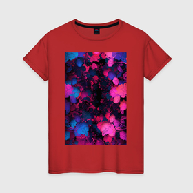 Женская футболка хлопок с принтом Красочные разноцветные цветы в Екатеринбурге, 100% хлопок | прямой крой, круглый вырез горловины, длина до линии бедер, слегка спущенное плечо | 