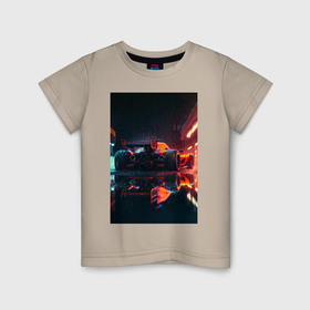 Детская футболка хлопок с принтом Ночной спорткар в Кировске, 100% хлопок | круглый вырез горловины, полуприлегающий силуэт, длина до линии бедер | 