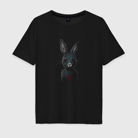 Мужская футболка хлопок Oversize с принтом The Sinister Rabbit в Курске, 100% хлопок | свободный крой, круглый ворот, “спинка” длиннее передней части | Тематика изображения на принте: 