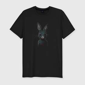 Мужская футболка хлопок Slim с принтом The Sinister Rabbit в Курске, 92% хлопок, 8% лайкра | приталенный силуэт, круглый вырез ворота, длина до линии бедра, короткий рукав | Тематика изображения на принте: 