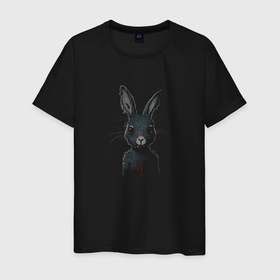 Мужская футболка хлопок с принтом The Sinister Rabbit в Курске, 100% хлопок | прямой крой, круглый вырез горловины, длина до линии бедер, слегка спущенное плечо. | 