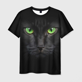 Мужская футболка 3D с принтом Нейросеть: черный кот в Тюмени, 100% полиэфир | прямой крой, круглый вырез горловины, длина до линии бедер | 