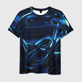 Мужская футболка 3D с принтом Фрактальный узор волны в Белгороде, 100% полиэфир | прямой крой, круглый вырез горловины, длина до линии бедер | 
