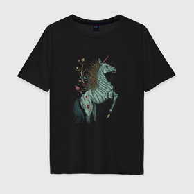 Мужская футболка хлопок Oversize с принтом The dead unicorn , 100% хлопок | свободный крой, круглый ворот, “спинка” длиннее передней части | 