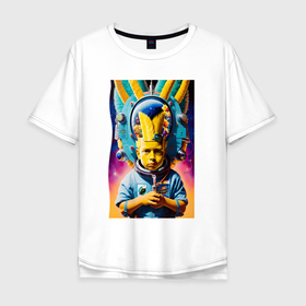 Мужская футболка хлопок Oversize с принтом Космонавт Барт Симпсон   фантазия в Белгороде, 100% хлопок | свободный крой, круглый ворот, “спинка” длиннее передней части | 